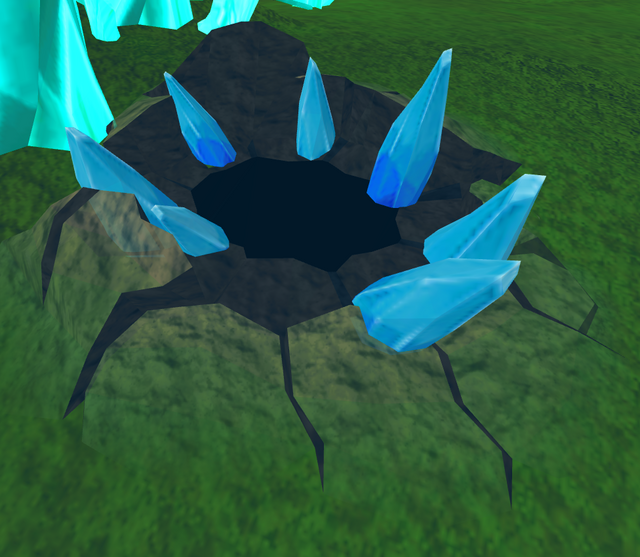 Crystal tree roots cave