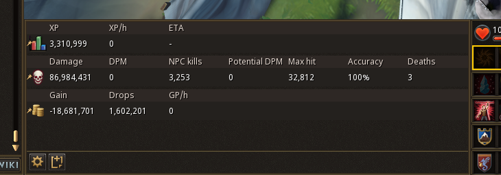 A complete unobstructed RuneMetrics panel with Total XP at the top and XP in the first column.