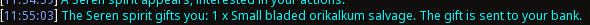 Reward proof for Small bladed orikalkum salvage