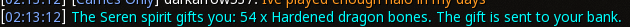 Reward proof for Hardened dragon bones
