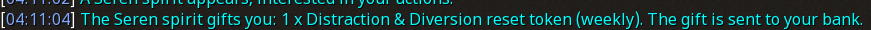 Reward proof for Distraction & Diversion reset token (weekly)