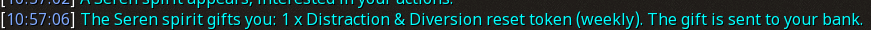Reward proof for Distraction & Diversion reset token (weekly)